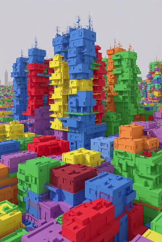 Stacked City, Blocks by color