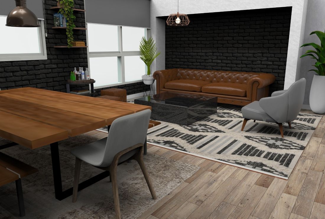 Loft Apartment, Dining to living