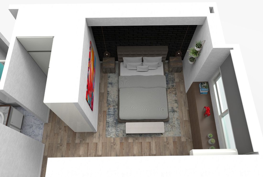 Loft Apartment, Bedroom · overhead