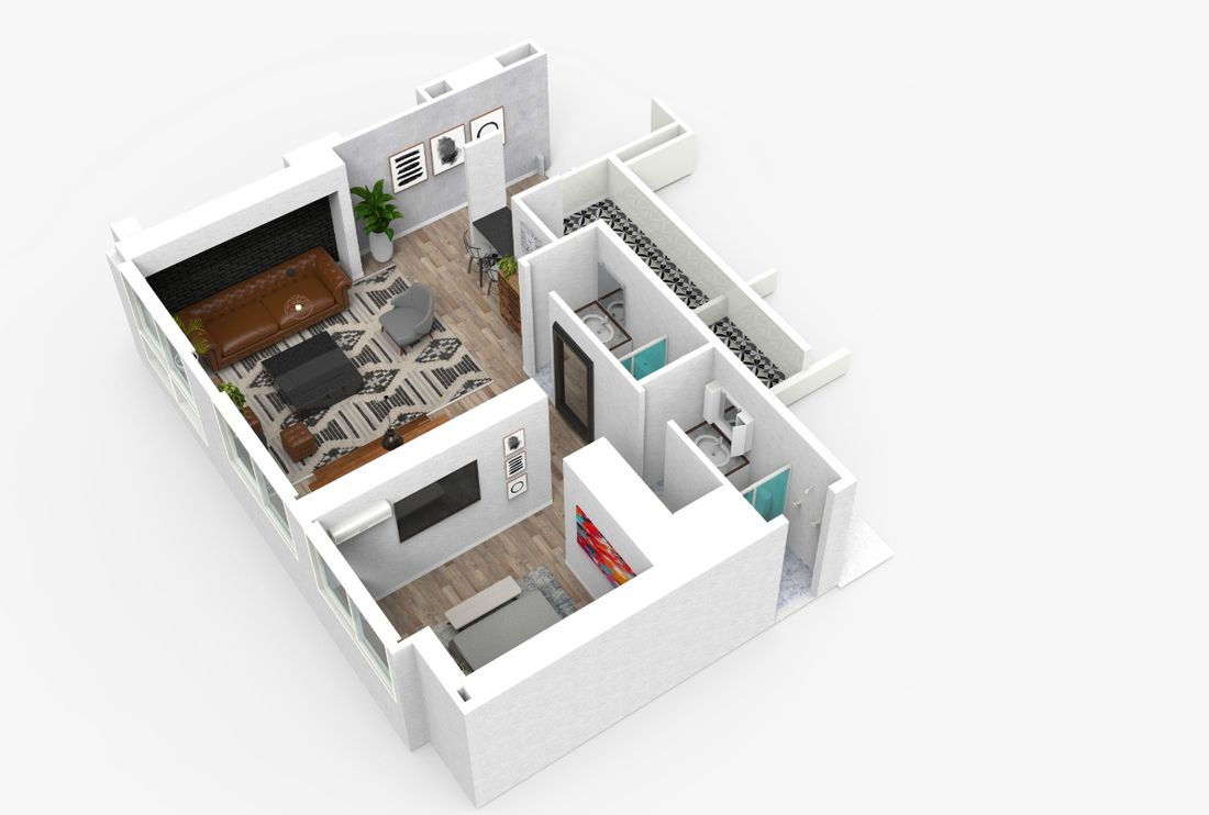 Loft Apartment, Cutaway · baths