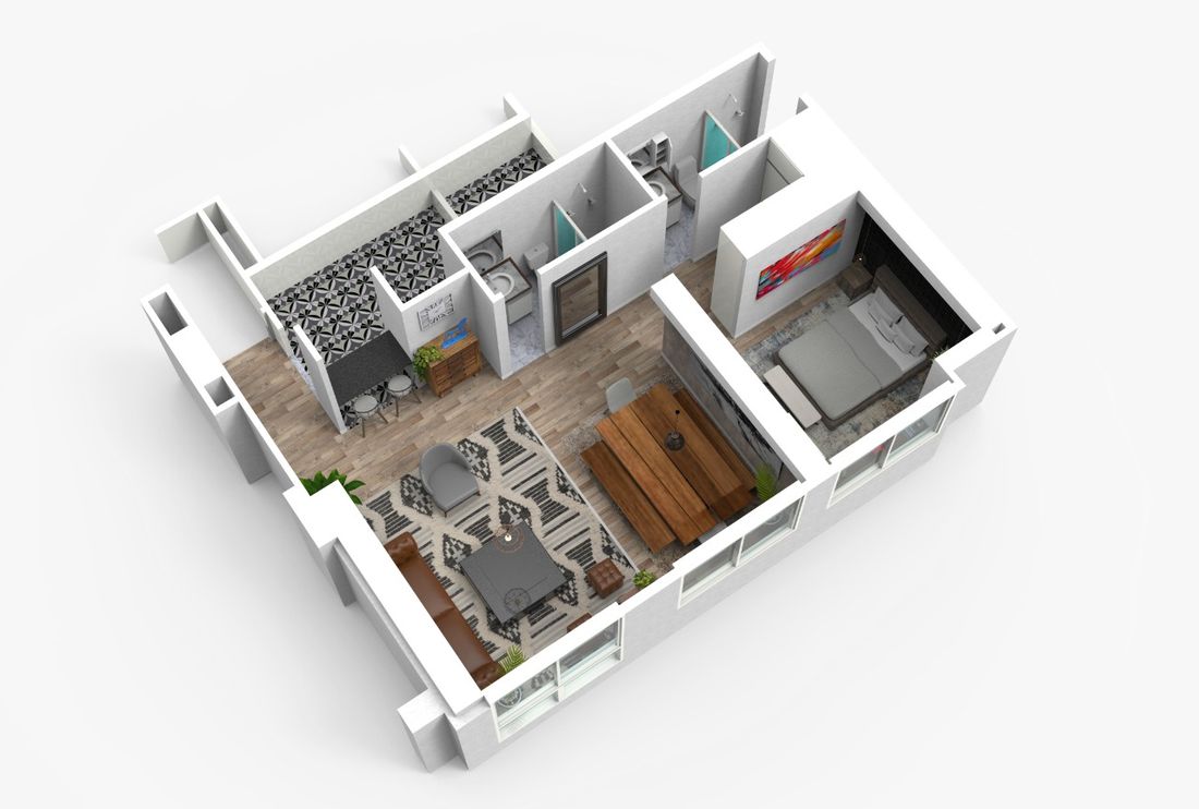 Loft Apartment, Cutaway · living