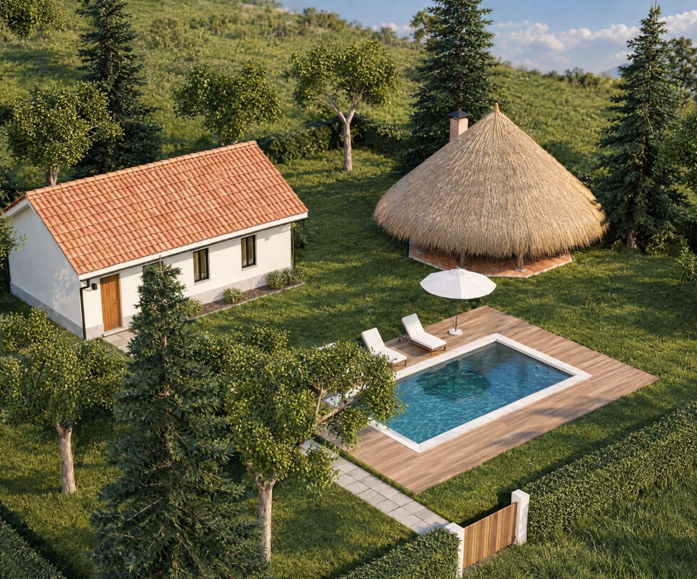 Country Retreat, Aerial, day